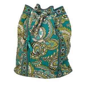Vera Bradley Peacock Drawstring Backsack Lightweight Cotton Backpack Bag